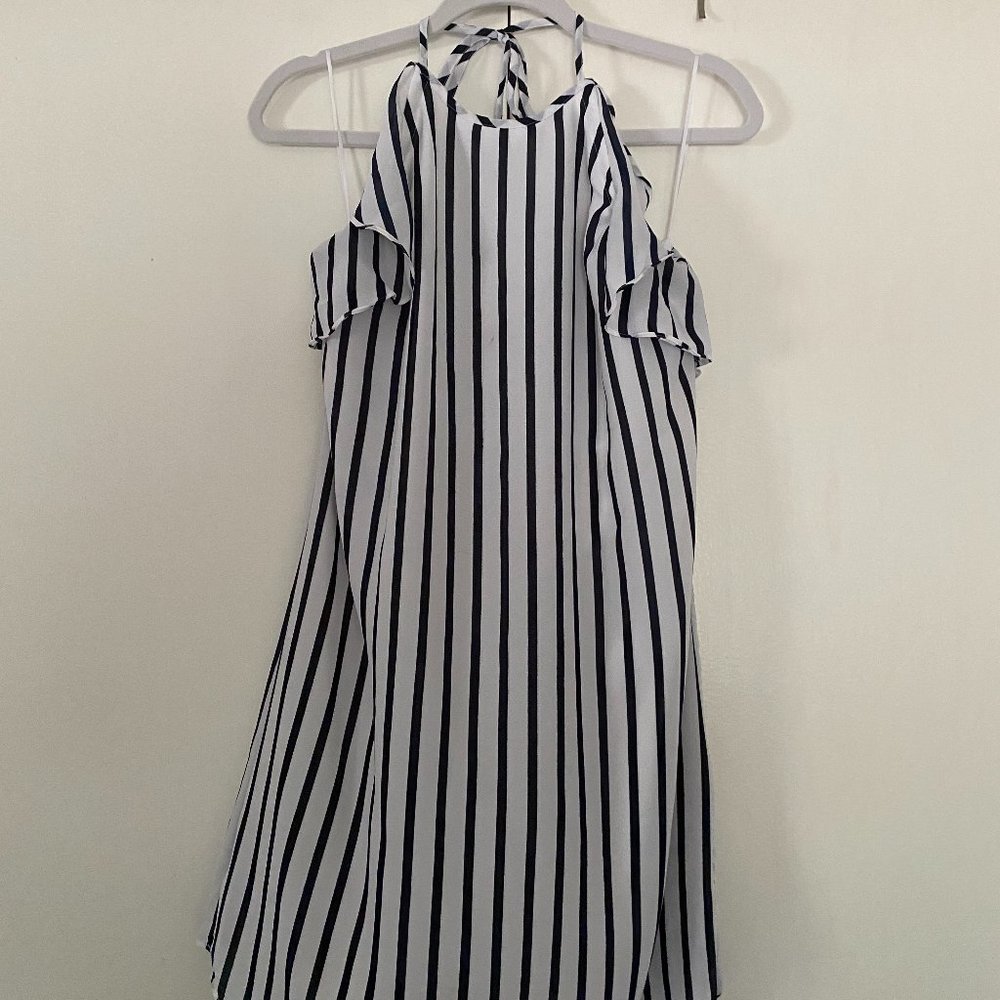 J Crew Navy and White Striped Halter Dress